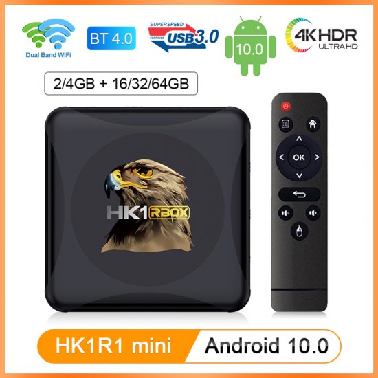 HK1R1 Mini Android 10.0 Smart Tv Box RK3318 4g 64g 32g Support 2.4G/5G Wifi Cortex-A53 Media Player Ship From France HK1 Box Set top box