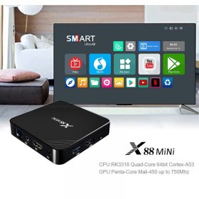 X88 Mini QHDTV IPTV Box France Arabic French RK3318 Quad Core 4K Set top Box 2GB 16GB USB 3.0 2.4G Wifi 100M X88mini H.265 x88mini Android 9.0 Tv box With 1 Year Code IPTV Subscription