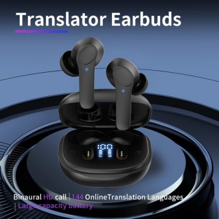 144 Languages Accents Translation Earphones 3-in-1 Device in Real Time BT5.3 Fit iOS Android Wireless ENC Translator Earbuds